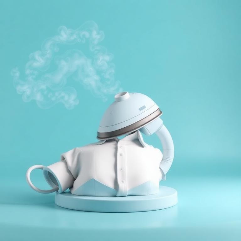 Steam pressing a shirt